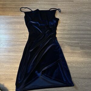 Windsor Midnight Blue Velvet Mini Dress